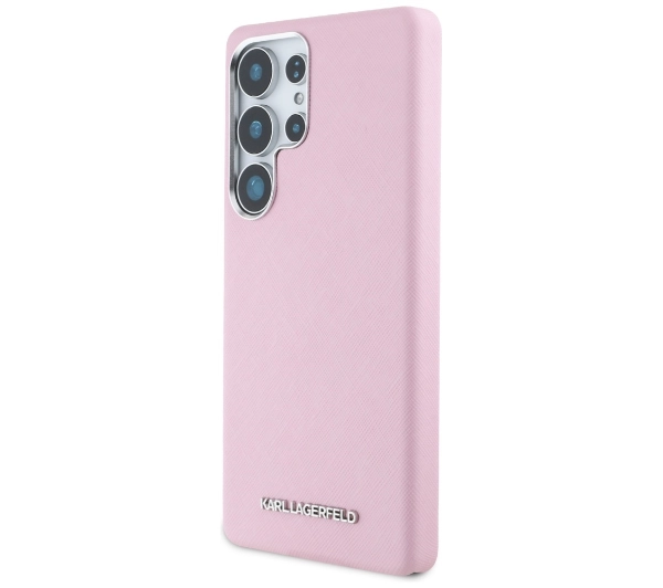 Karl Lagerfeld Saffiano Full Wrapped Elongated Metal Logo MagSafe do Galaxy S25 Ultra Różowy