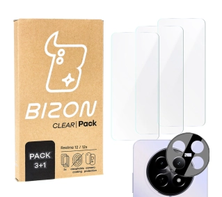 Bizon 3x szkło hartowane + szybka na aparat Clear 2 Pack do Realme 12/12x