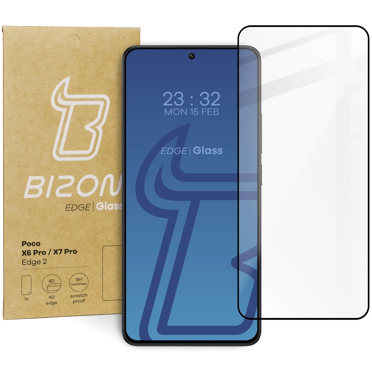 Szkło hartowane Bizon pełne Edge 2 do Xiaomi Poco X6 Pro/X7 Pro