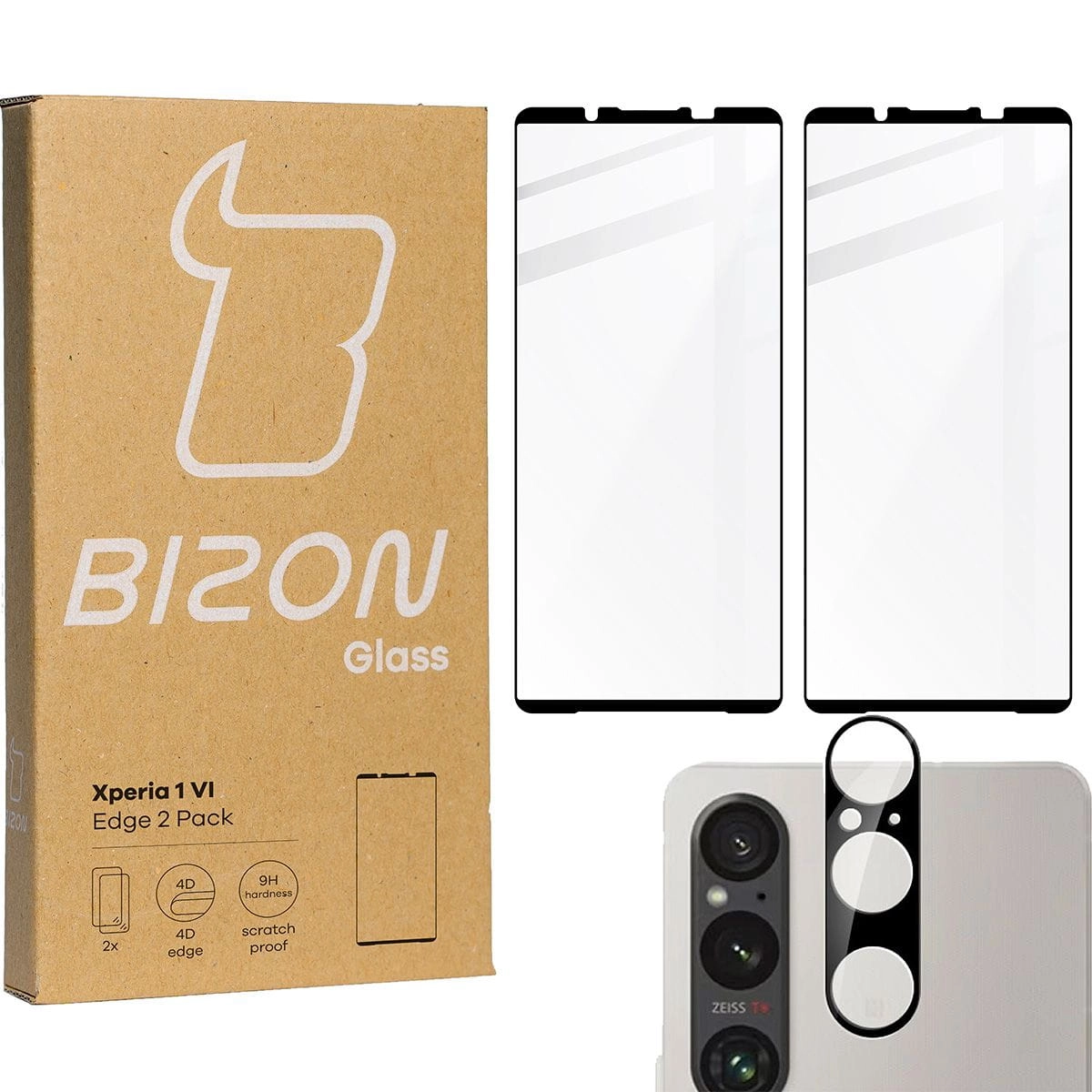 Zestaw ochronny Bizon 2x szkło + szybka na aparat Edge 2 Pack do Sony Xperia 1 VI