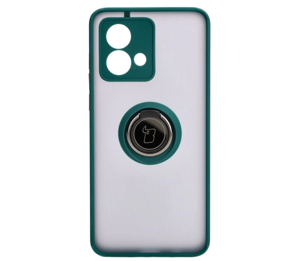 Bizon z uchwytem na palec Hybrid Ring do Motorola Moto G84 5G Przydymione z ciemnozieloną ramką