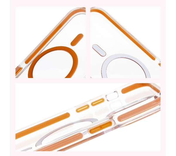 Bizon Marco z MagSafe do iPhone 14 Pro Max Przezroczyste z pomarańczową ramką