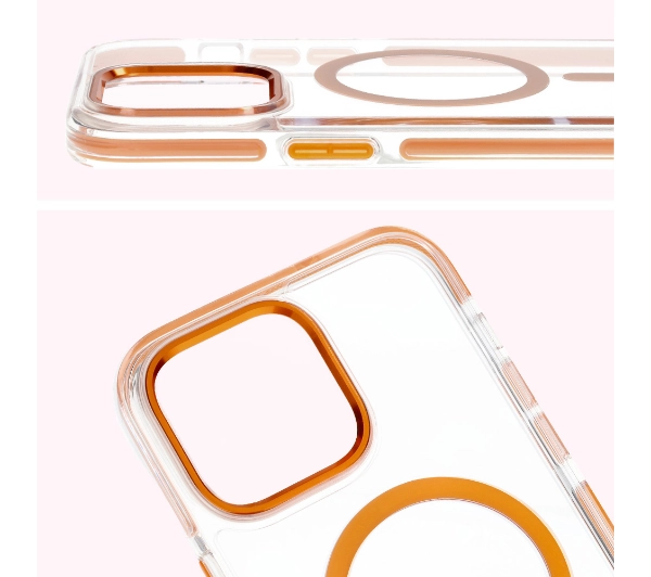 Bizon Marco z MagSafe do iPhone 14 Pro Max Przezroczyste z pomarańczową ramką