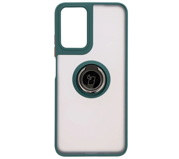 Bizon z uchwytem na palec Hybrid Ring do Motorola Moto G35 5G Przydymione z ciemnozieloną ramką