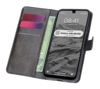 Etui Bizon z klapką Pocket do Galaxy A16 4G/5G Czarny