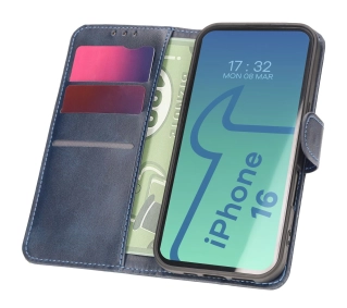 Bizon z klapką Pocket do iPhone 16 Granatowy