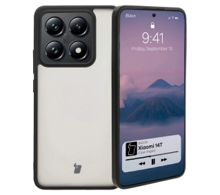 Bizon Angelo do Xiaomi 14T Przydymione z czarną ramką