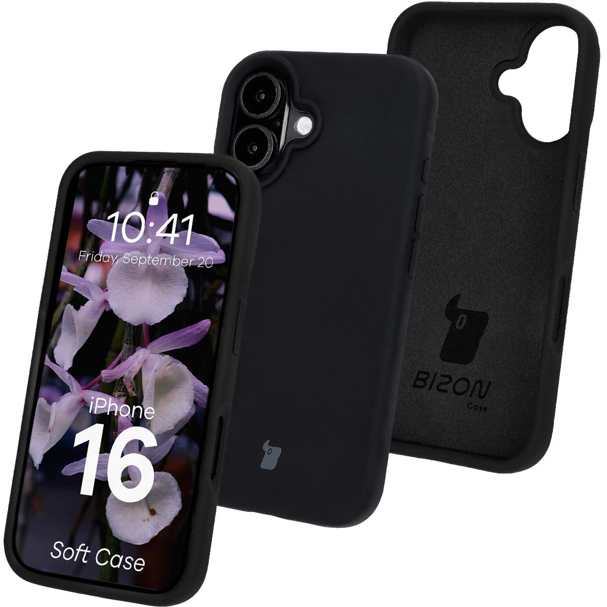 Etui Bizon Silikonowe Soft do iPhone 16 Czarny