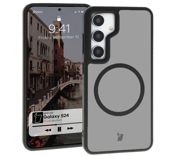 Bizon MatteO z MagSafe do Galaxy S24 Półprzezroczyste z czarną ramką