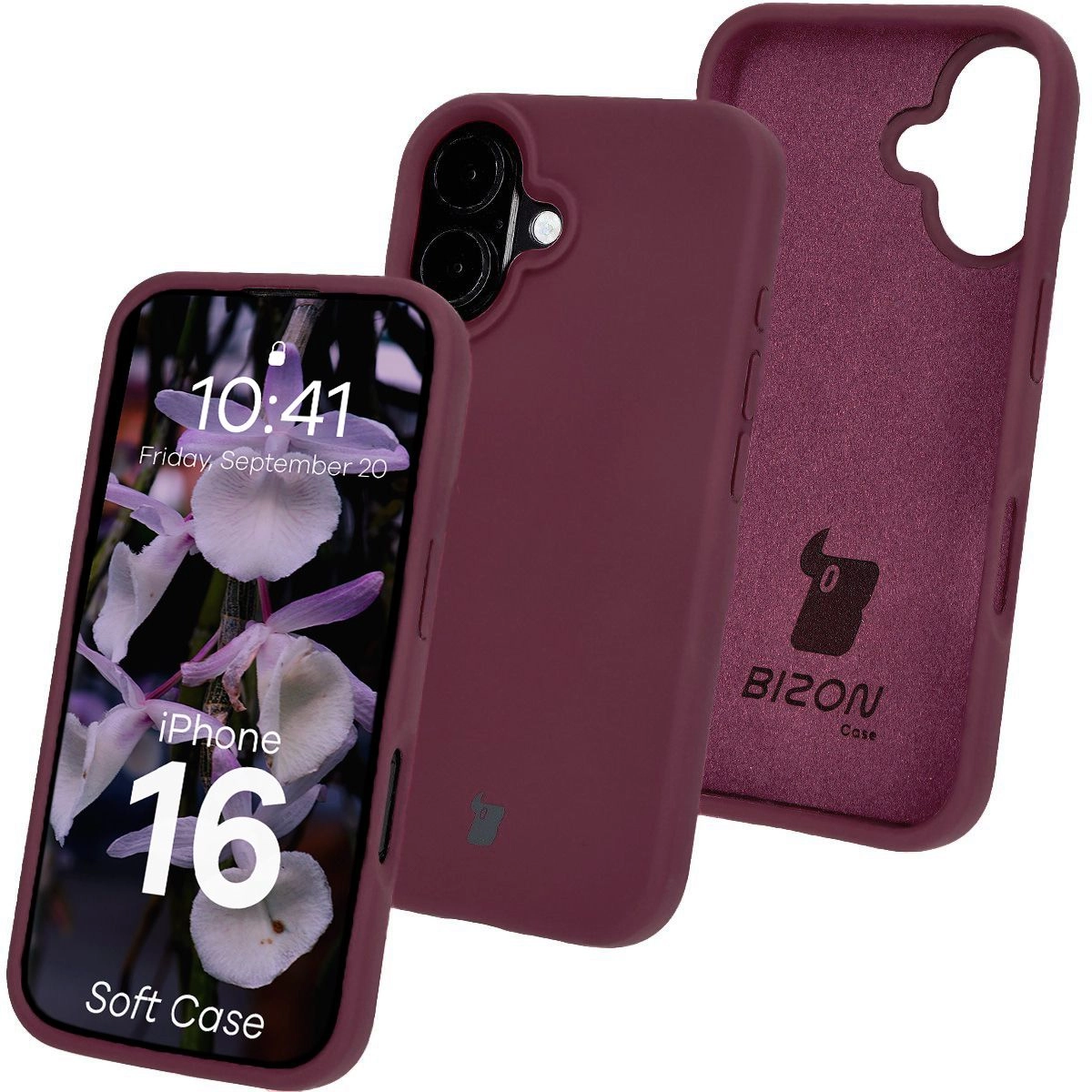 Etui Bizon Silikonowe Soft do iPhone 16 Ciemno-fioletowy