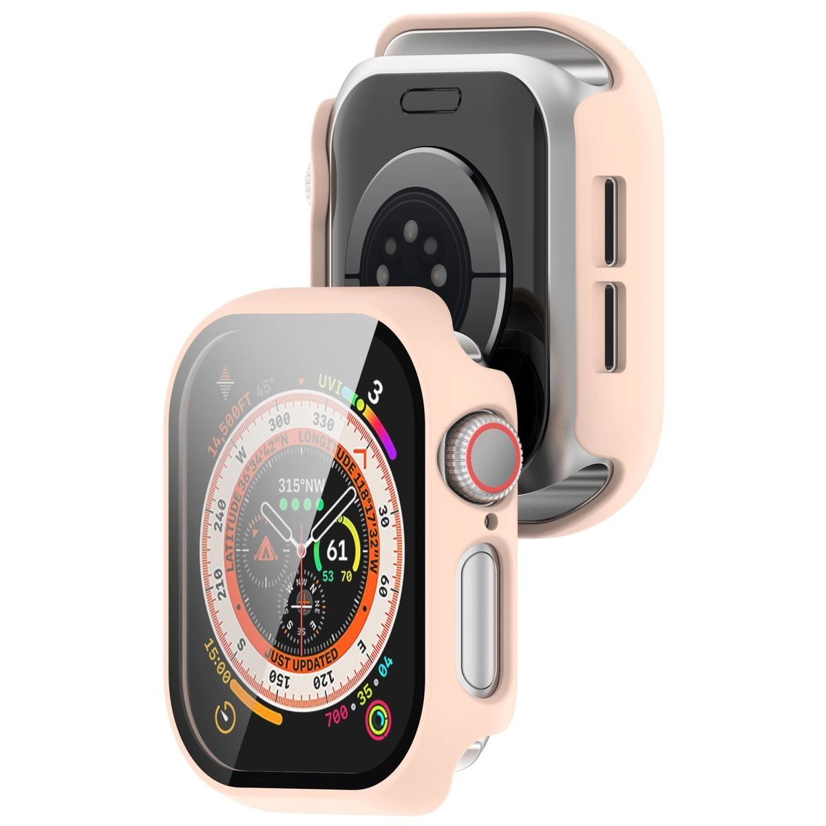 Nakładka na tarczę Bizon ze szkłem do Apple Watch 10 42mm Różowy
