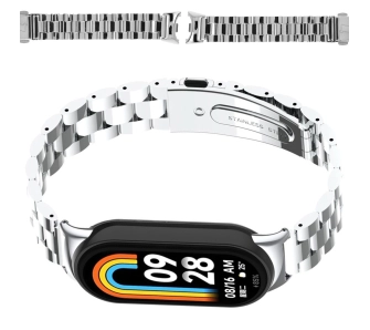 Bransoleta Bizon ze stali nierdzewnej Aura do Xiaomi Smart Band 9/9 NFC/8 Srebrny