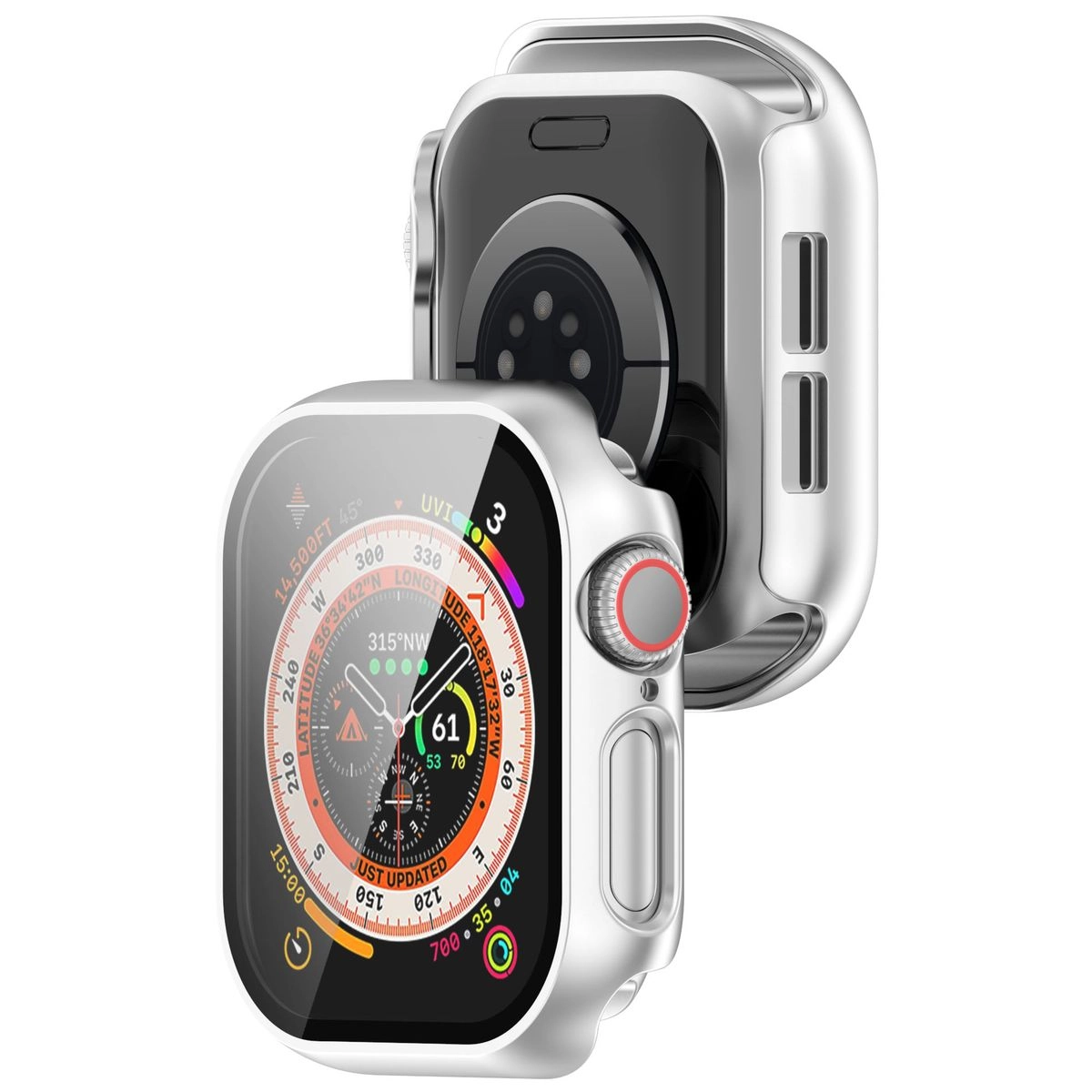 Nakładka na tarczę Bizon ze szkłem do Apple Watch 10/11 46mm Srebrny