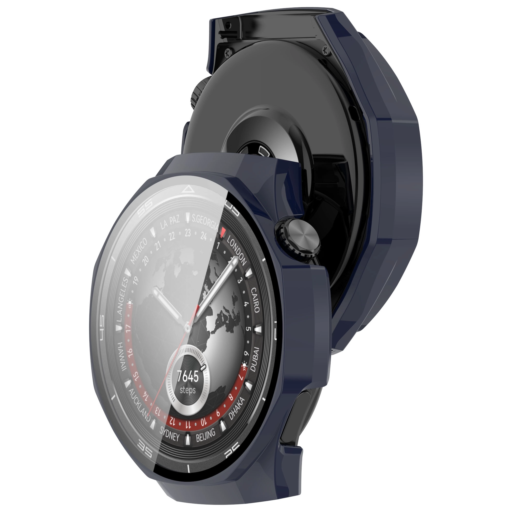 Nakładka na tarczę Bizon ze szkłem do Huawei Watch GT5 Pro 46mm Niebieski