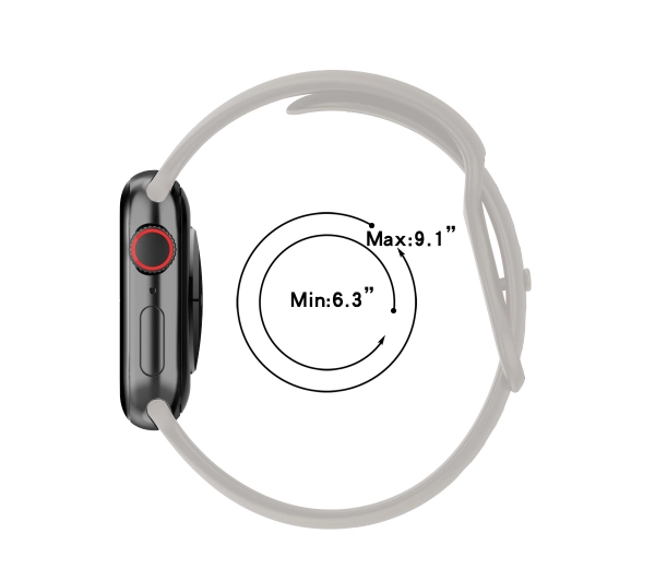 Bizon Strap Watch Silicone S do Apple Watch 44/45/46/49mm Jasno-szary