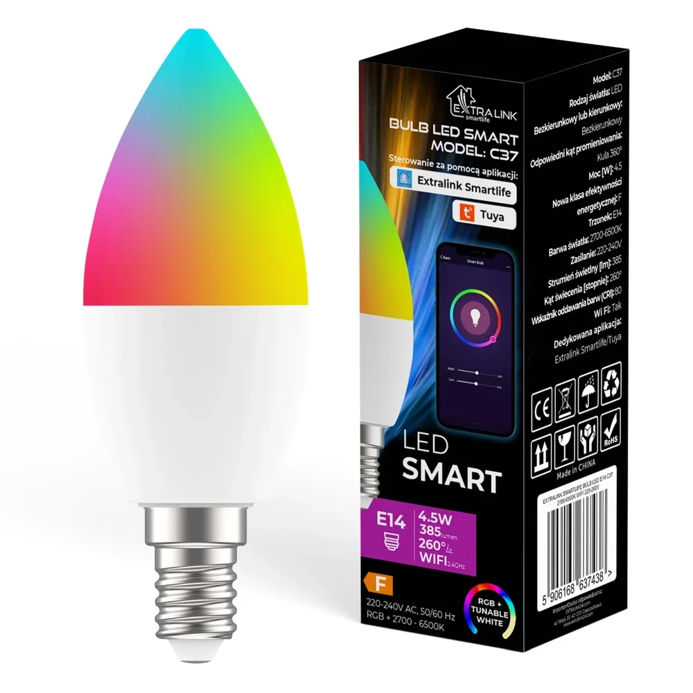 Żarówka LED Extralink C37 E14 385lm 4,5W RGB 1szt.