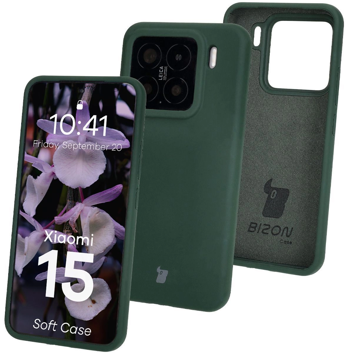 Etui Bizon Silikonowe Soft do Xiaomi 15 Ciemnozielony