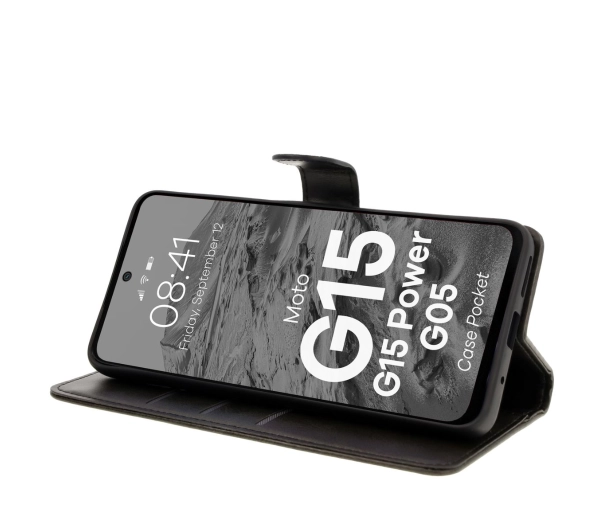 Bizon z klapką Pocket do Motorola Moto G15/G15 Power/G05 Czarny