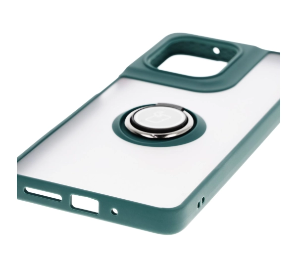 Bizon z uchwytem na palec Hybrid Ring do Motorola Moto G75 5G Przydymione z ciemnozieloną ramką