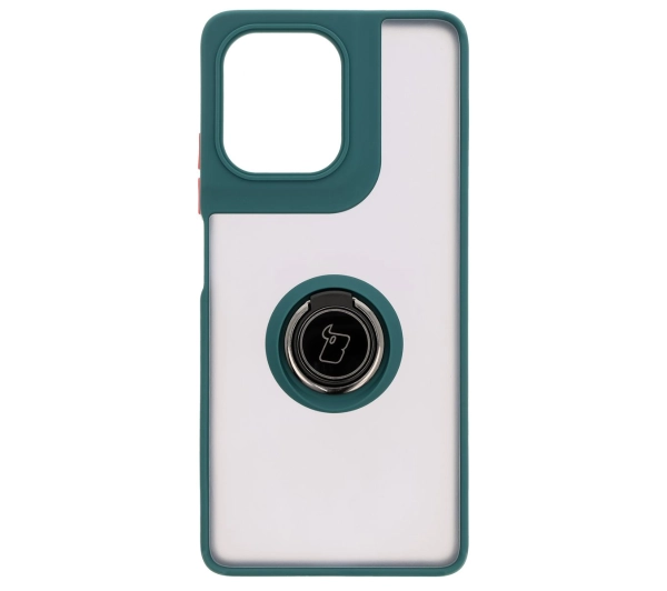 Bizon z uchwytem na palec Hybrid Ring do Motorola Moto G75 5G Przydymione z ciemnozieloną ramką