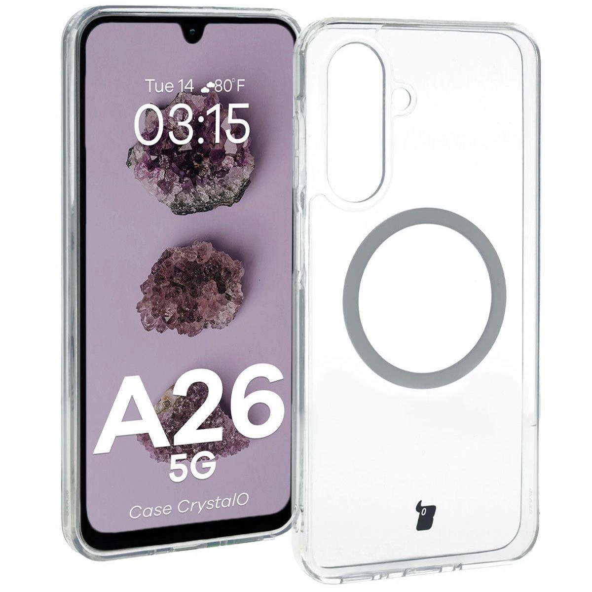 Etui Bizon CrystalO z MagSafe do Galaxy A26 5G Przezroczyste