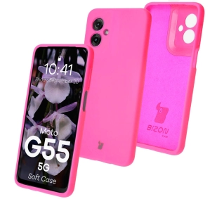 Bizon Silikonowe Soft do Motorola Moto G55 5G Neonowo-różowy