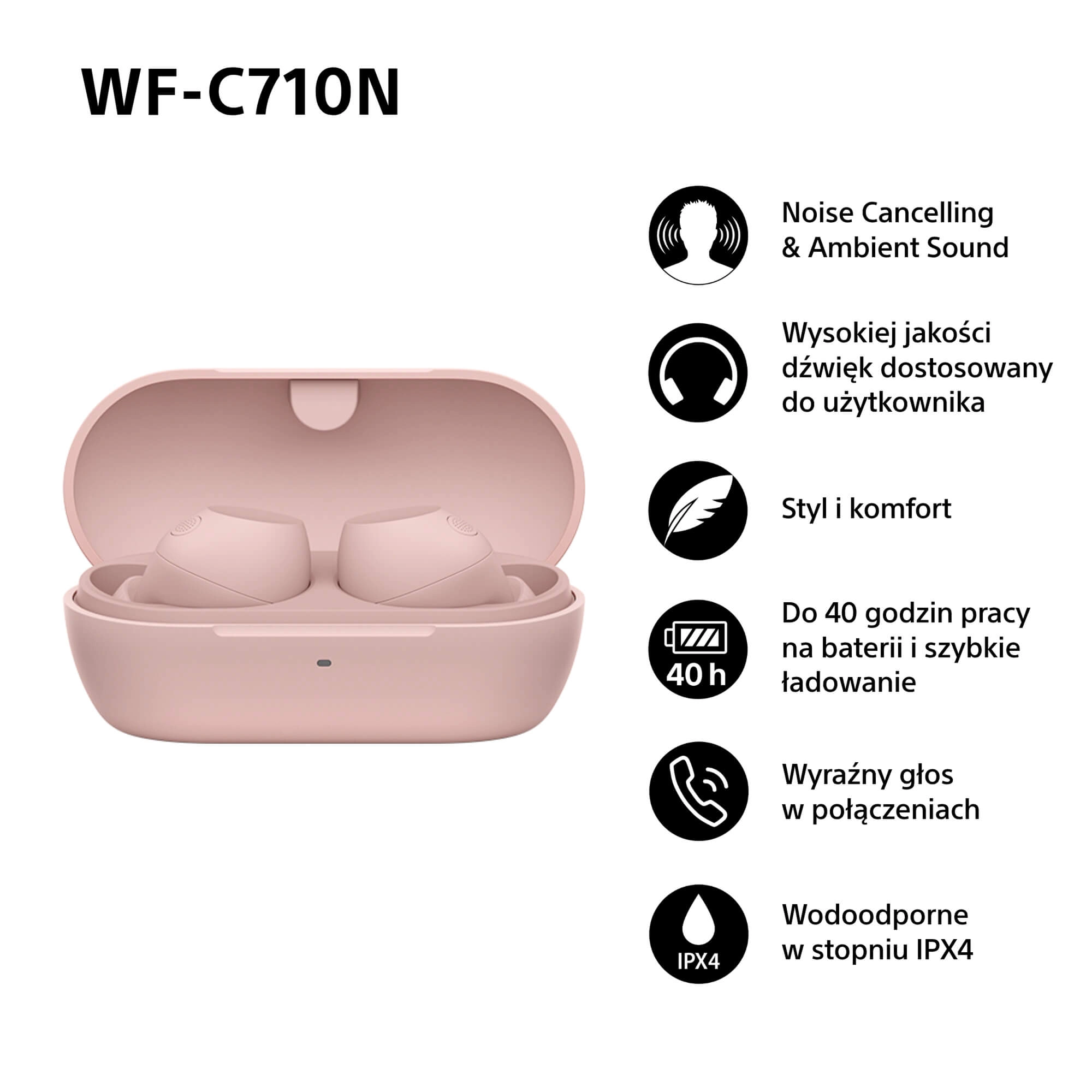 Słuchawki bezprzewodowe Sony WF-C710N ANC Dokanałowe Bluetooth 5.3