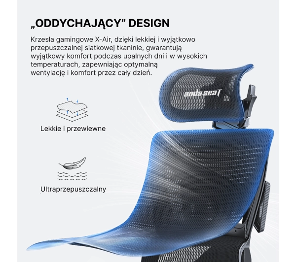 Anda Seat X-Air Pro XL Gamingowy do 120kg Tkanina Szary - Kup na Raty - RRSO 0%