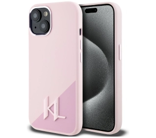 Karl Lagerfeld Silicone Shadow Metal Initial MagSafe do iPhone 15 Różowy