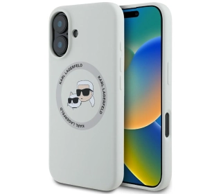 Karl Lagerfeld Silicone Double Heads And Circle MagSafe do iPhone 16 Beżowy
