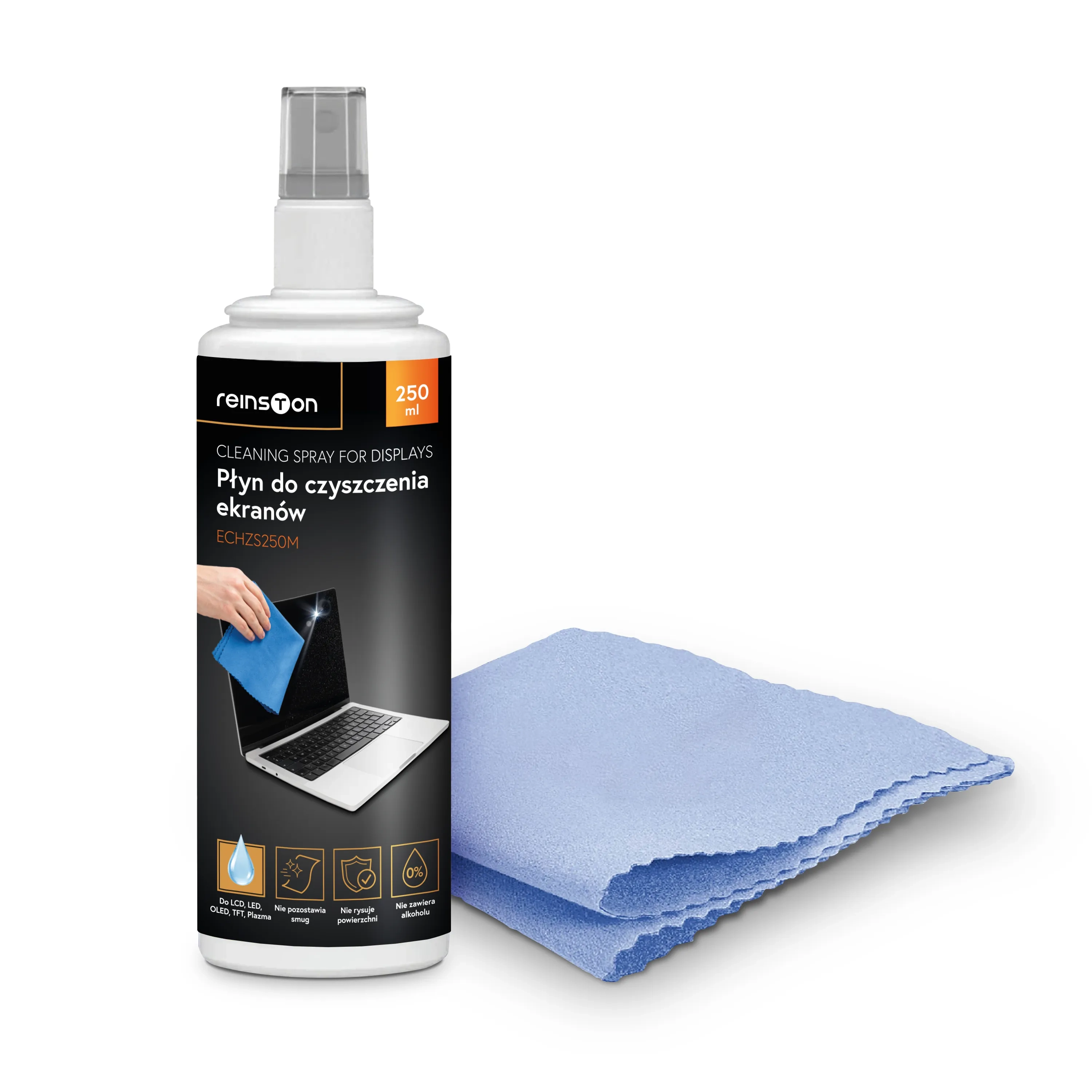 Zestaw do czyszczenia ekranu Reinston ECHZS250M Płyn do czyszczenia ekranów 250ml + mikrofibra