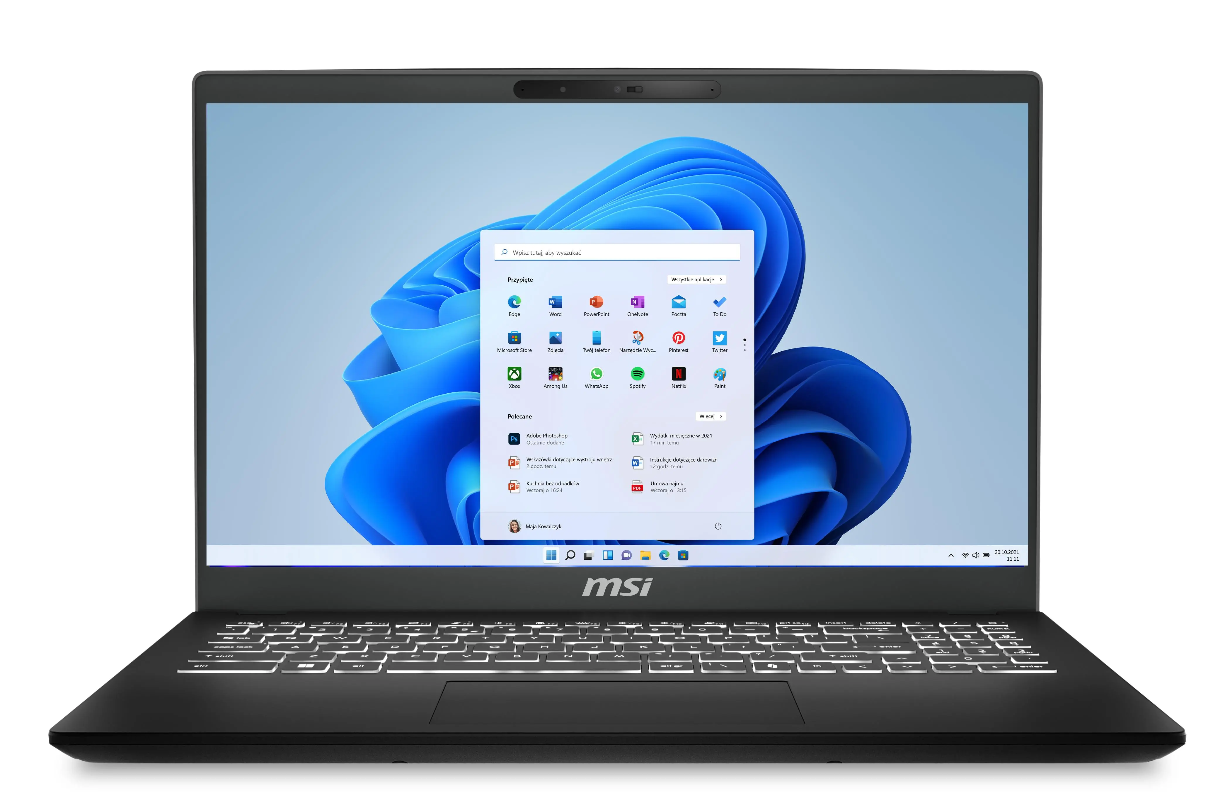 Laptop MSI Modern 15 H AI C1MOG-210PL 15,6" Ultra 5 125H 16GB RAM 512GB Dysk SSD Win11 Czarny Funkcje AI