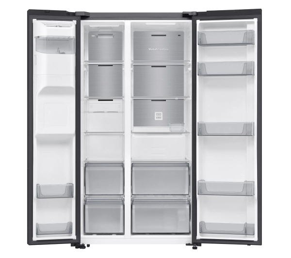 Samsung SBS RS70F64KEBEO Funkcje AI Pełny No Frost 178,6cm Dystrybutor wody Kostkarka Zdalne sterowanie Czarne szkło - Kup na Raty - RRSO 0%