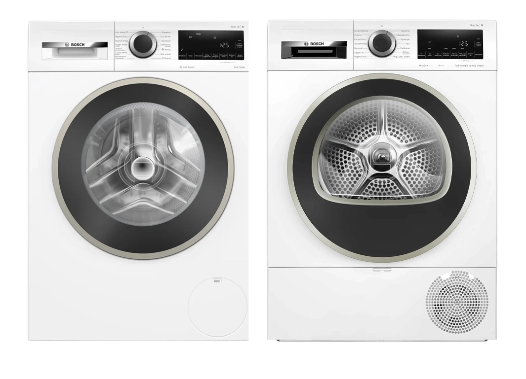 Zestaw Bosch pralka Serie 6 WGG242ZEPL 9kg 1200obr/min + suszarka Serie 6 WQG233DEPL 61,3cm 8kg