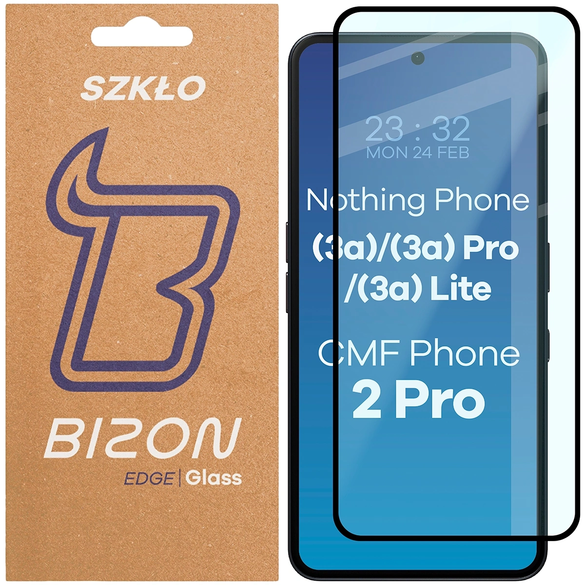 Szkło hartowane Bizon pełne Edge 2 do Nothing Phone 3a /3a Pro/3a Lite/CMF Phone 2 Pro