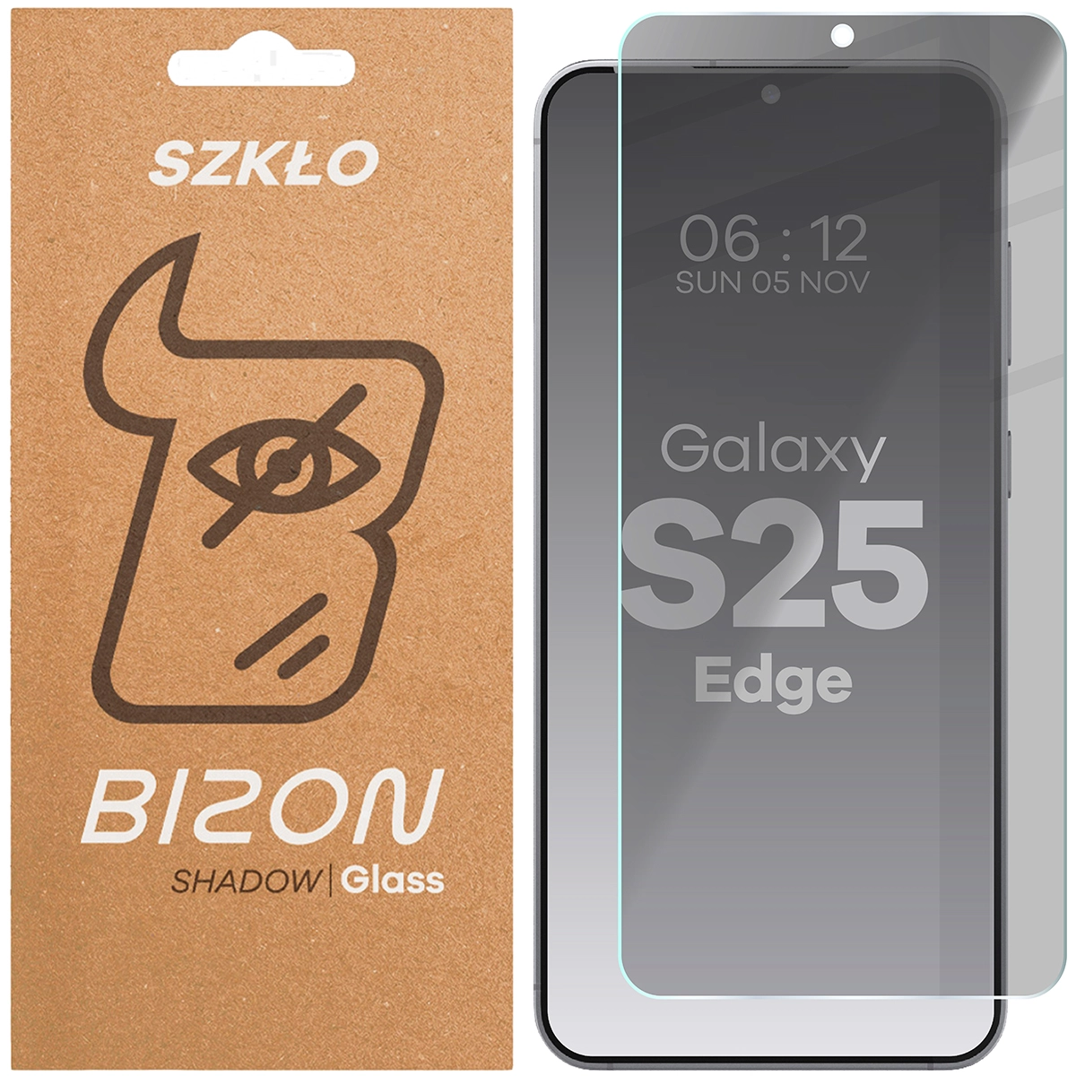 Szkło hartowane Bizon prywatyzujące Clear Shadow do Samsung Galaxy S25 Edge przyciemniane