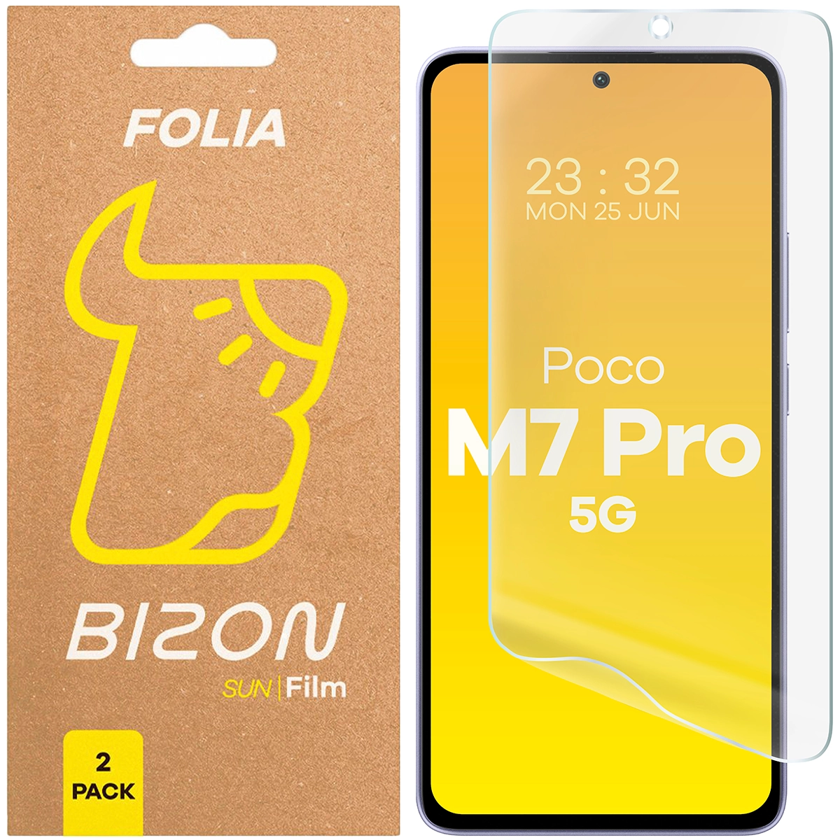 Folia ochronna Bizon matowa Film Sun do Xiaomi Poco M7 Pro 5G 2 sztuki