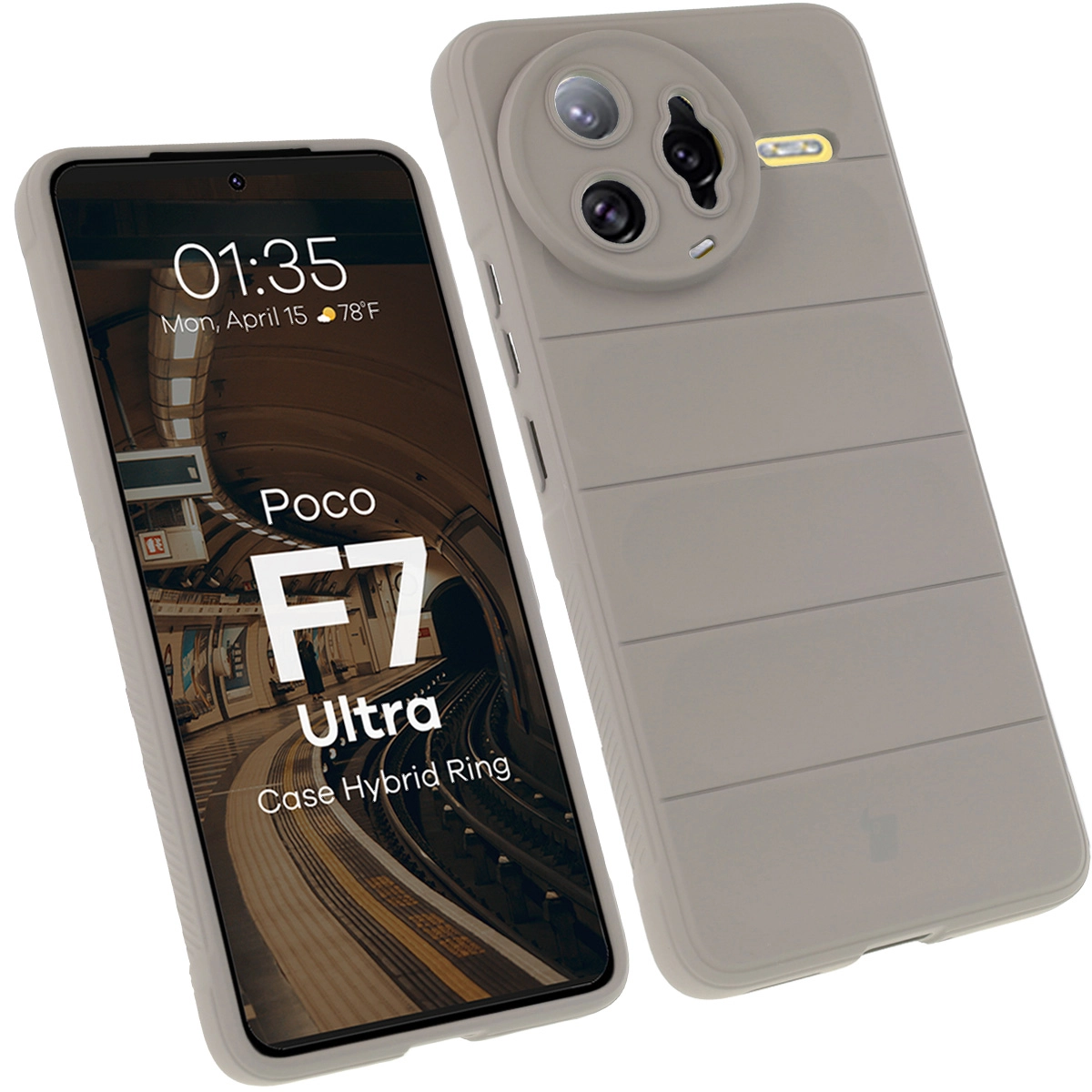 Etui Bizon Tur do Xiaomi Poco F7 Ultra Jasnoszary