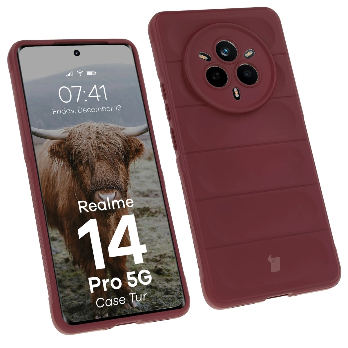Etui Bizon Tur do Realme 14 Pro 5G Burgundowy