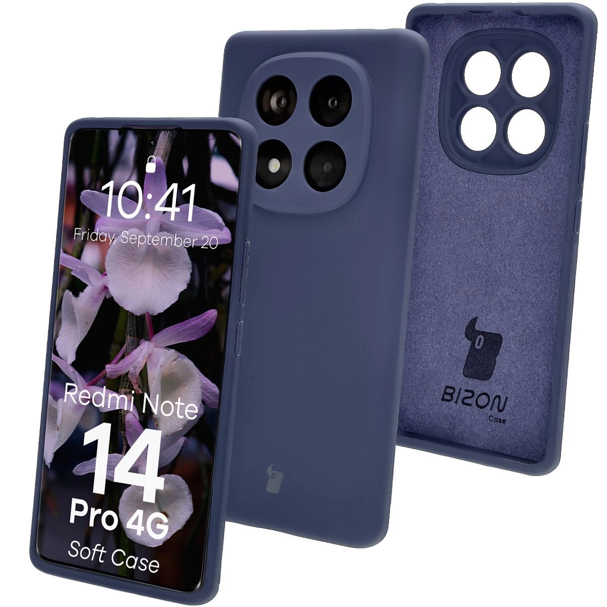 Etui Bizon Silikonowe Soft do Xiaomi Redmi Note 14 Pro 4G Granatowy