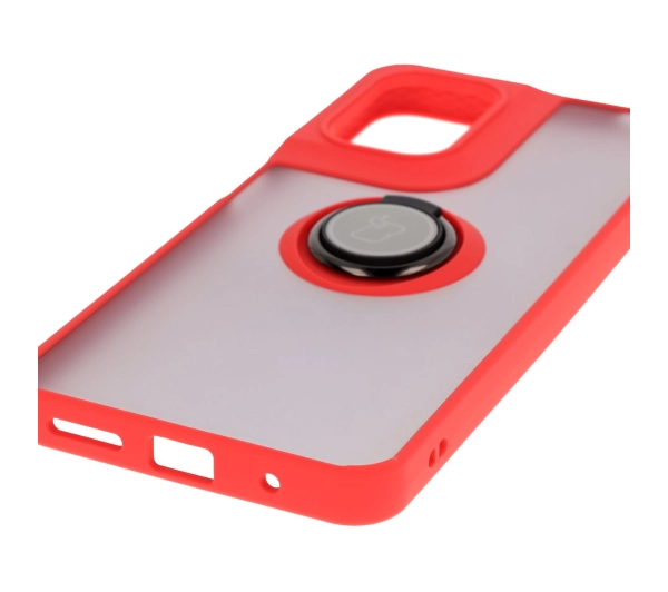 Bizon z uchwytem na palec Hybrid Ring do Motorola Moto G05/E15 przydymione z Czerwoną ramką