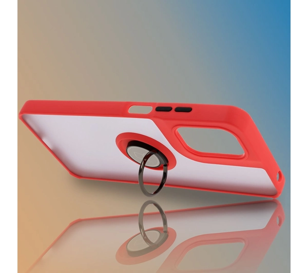 Bizon z uchwytem na palec Hybrid Ring do Motorola Moto G05/E15 przydymione z Czerwoną ramką