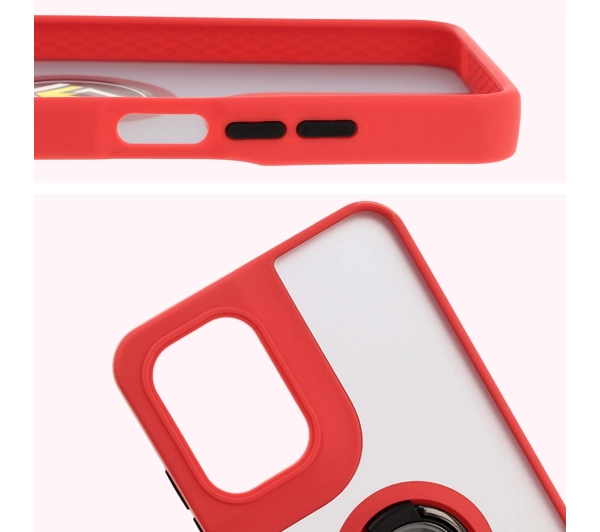 Bizon z uchwytem na palec Hybrid Ring do Motorola Moto G05/E15 przydymione z Czerwoną ramką