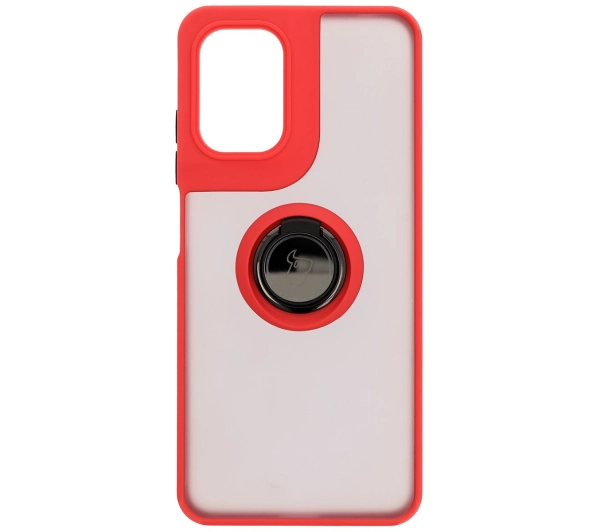 Bizon z uchwytem na palec Hybrid Ring do Motorola Moto G05/E15 przydymione z Czerwoną ramką