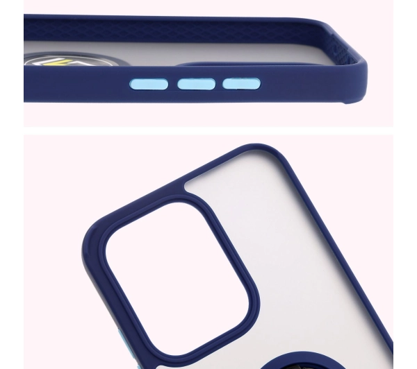 Bizon z uchwytem na palec Hybrid Ring do Oppo Reno13 przydymione z Granatową ramką