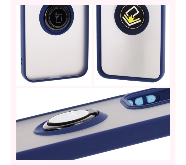 Bizon z uchwytem na palec Hybrid Ring do Oppo Reno13 przydymione z Granatową ramką