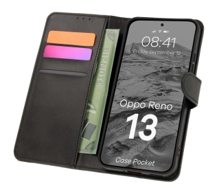 Bizon z klapką Pocket do Oppo Reno13 Czarny