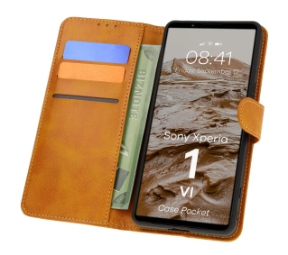 Bizon z klapką Pocket do Sony Xperia 1 VI Brązowy