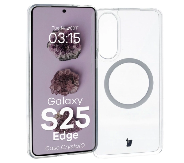 Bizon CrystalO z MagSafe do Galaxy S25 Edge Przezroczysty