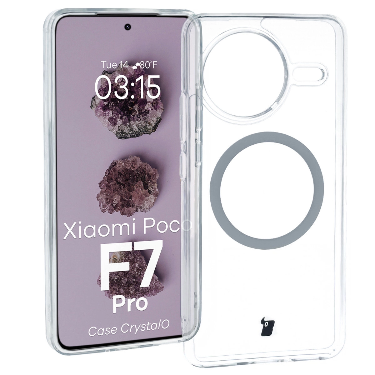 Etui Bizon CrystalO z MagSafe do Xiaomi Poco F7 Pro Przezroczysty